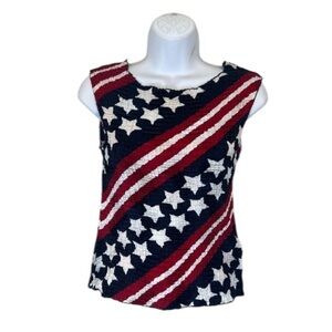 Casual Corner Annex Patriotic Star and Stripe Women's Tank Top Size Medium